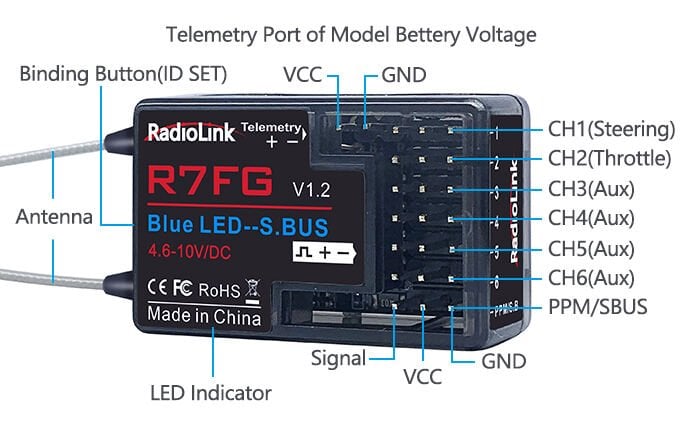 R7FG 7 Kanal Gyro -Telemetry Long Range Alıcı