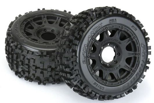 Badlands F/R 3.8'' MT Tires Mounted 17mm Black