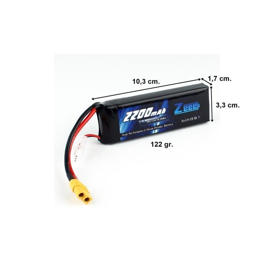 2200Mah 7.4V 50C 2S Lipo Batarya