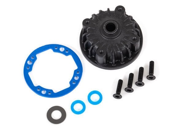 9081 Housing, center differential/ x-ring gaskets (2)/ 5x10x0.5 PTFE-coated washer (1)/ 2.5x10 CCS (4)