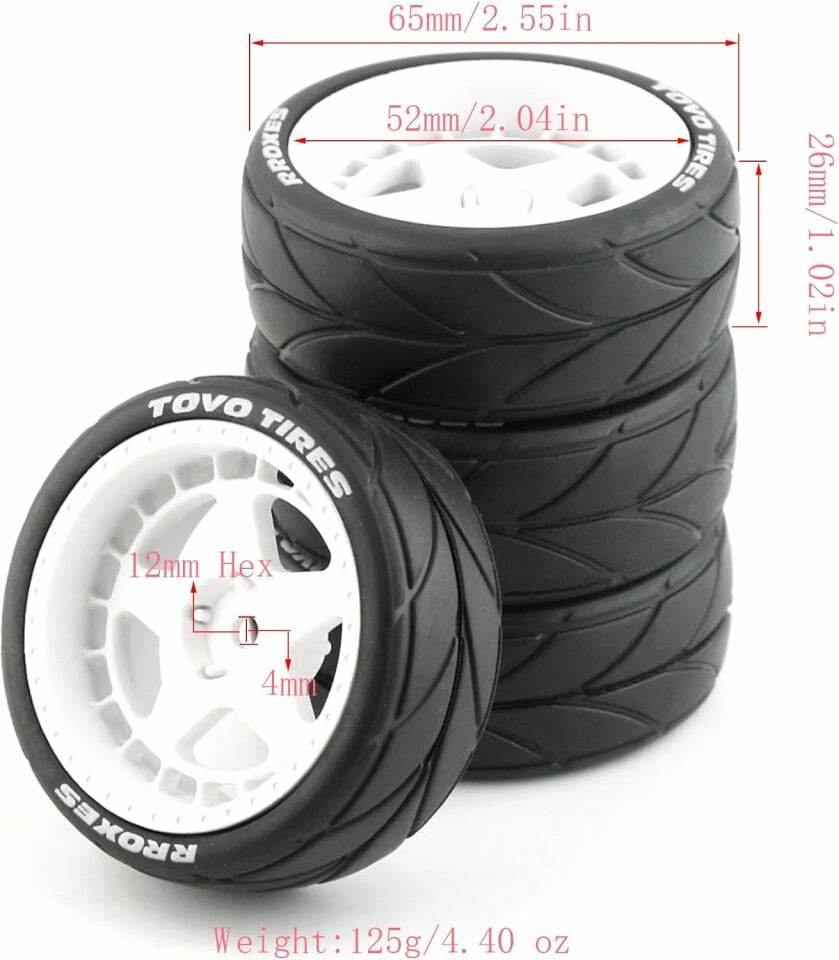 1/10 Asfalt Jant Lastik Seti 9mm Offset 4Adet