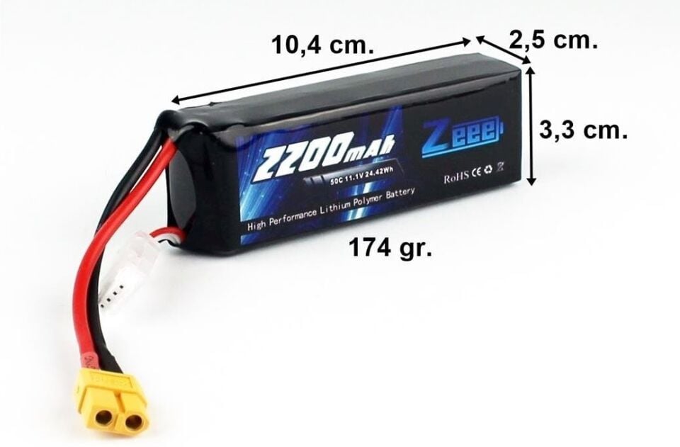 2200Mah 11.1V 3S 50C Lipo Batarya