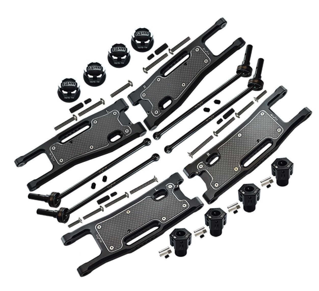 Front + Rear Lower Arms + Dust-Proof Protection Plate + Hex Adapters (+6.5mm) And Wheel Lock + CVD Drive Shaft Combo Set For TRAXXAS 1/8 Sledge 6S
