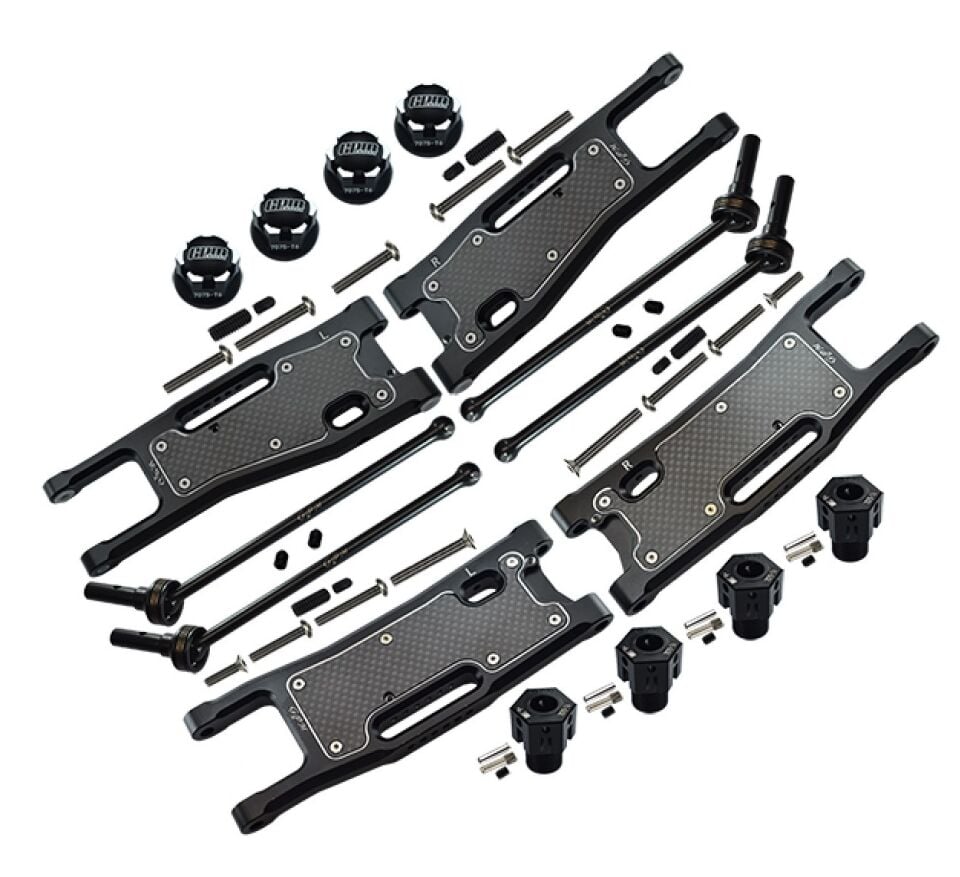 Front + Rear Lower Arms + Dust-Proof Protection Plate + Hex Adapters (+6.5mm) And Wheel Lock + CVD Drive Shaft Combo Set For TRAXXAS 1/8 Sledge 6S