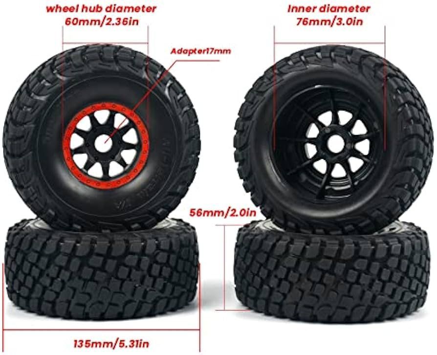 1/7 UDR - Mojave - FSR Atom Jant Lastik Seti 4 Adet Kırmızı