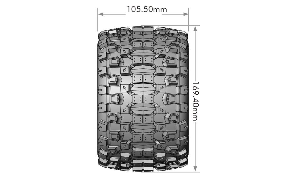 3.8'' MT-Uphill MFT Tyres on (0 Offset) Black Rims 1/8 17 HEX 4 Adet