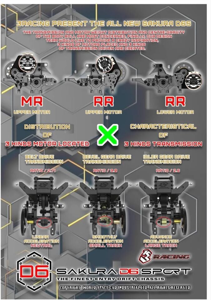 Sakura D6 Sport Arka Çeker Drift Kit Kayışlı Versiyon (Demonte Kit)