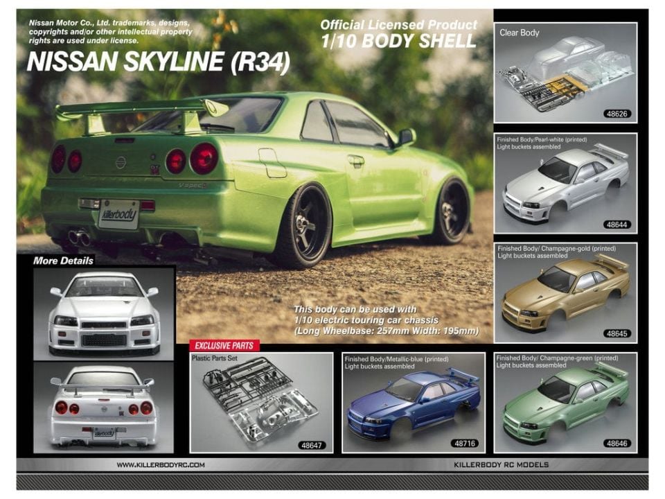 Killerbody 1/10 NISSAN SKYLINE (BNR34) Boyalı Hazır