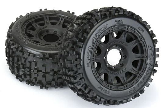 Badlands F/R 3.8'' MT Tires Mounted 17mm Black