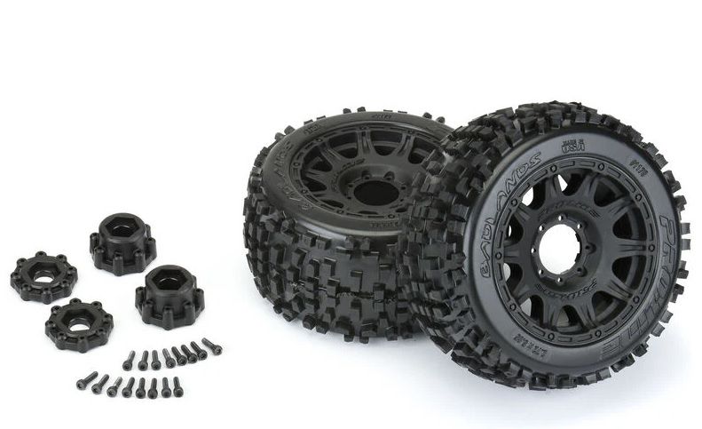 Badlands F/R 3.8'' MT Tires Mounted 17mm Black