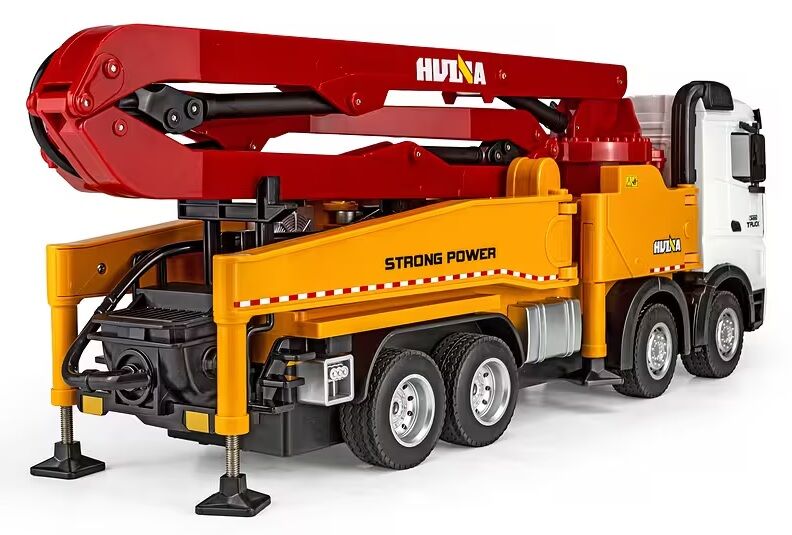 1381 RC Beton Pompası Kamyonu 1/18 Ölçek Kırmızı/Sarı