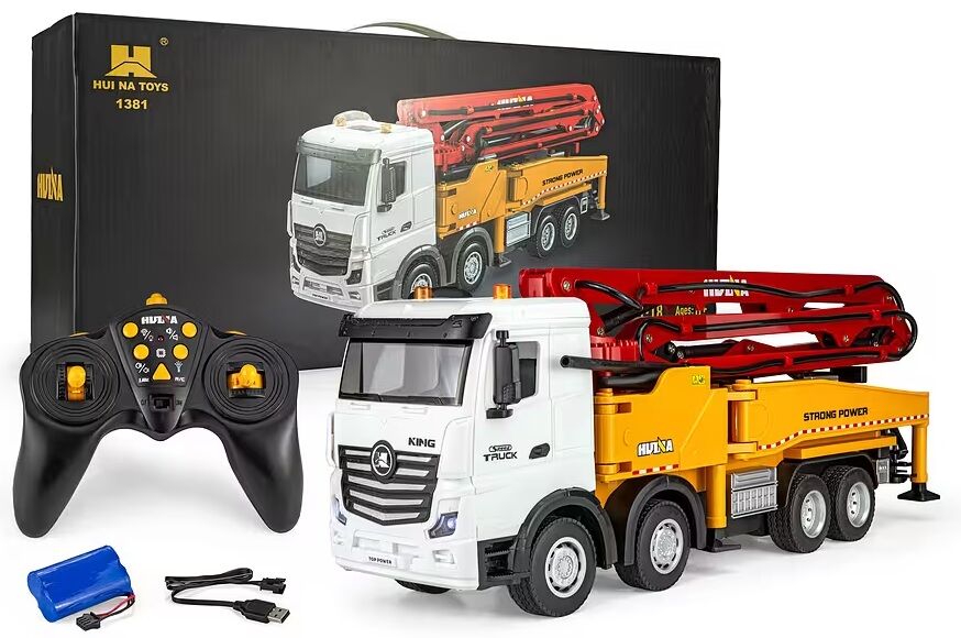 1381 RC Beton Pompası Kamyonu 1/18 Ölçek Kırmızı/Sarı
