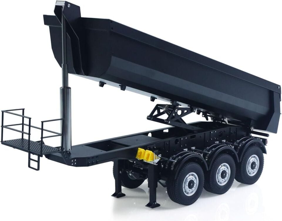 KABOLITE 1/14 Metal 3 Akslı Elektrikli Kaldırmalı Damperli Dorse Siyah