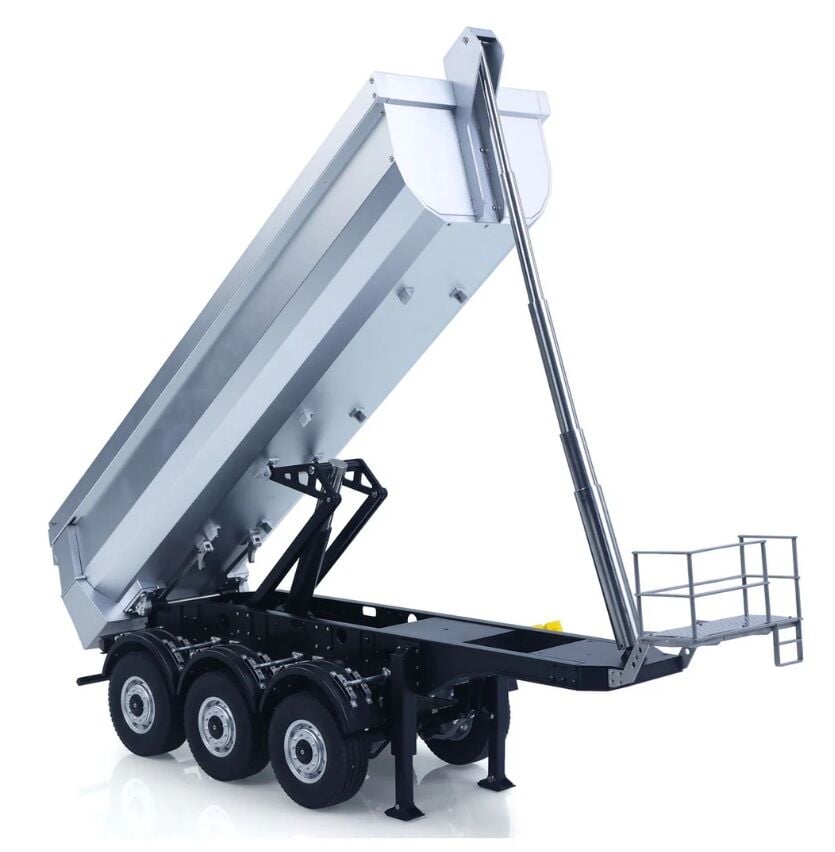 KABOLITE 1/14 Metal 3 Akslı Elektrikli Kaldırmalı Damperli Dorse Gri