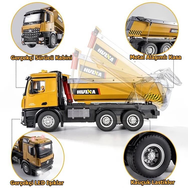 573HD Damperli Kamyon 1/14 Metal Destekli 10 Kanal