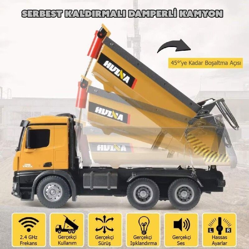 1573 Damperli Kamyon 1/14 Metal Destekli 10 Kanal