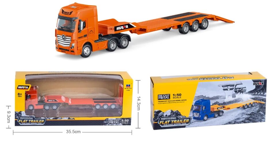 1730 Flatbed Tır 1/50 Metal Diecast Turuncu
