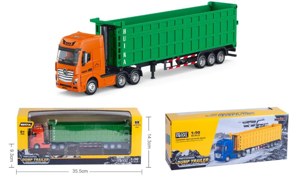 1731 Metal Damperli Dorseli Tır 1/50 Diecast Yeşil