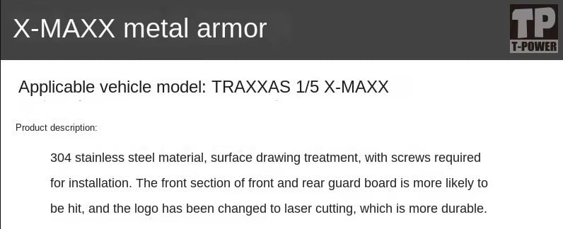 TP X-MAXX Ekstra Güçlü Metal Alt Koruma Seti