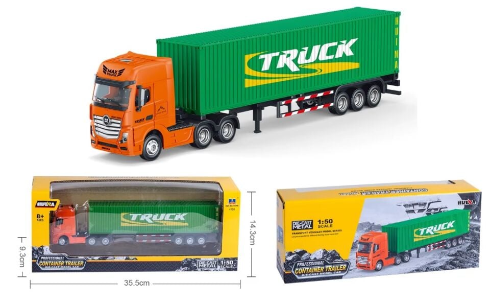 1732 Metal Konteyner Dorseli Tır 1/50 Diecast Mavi