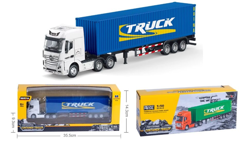 1732 Metal Konteyner Dorseli Tır 1/50 Diecast Mavi