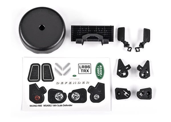 9720 Grille/ mirrors, side (left & right)/ spare tire cover TRX-4M Defender