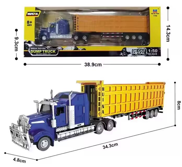 1755 Metal Amerikan Damperli Dorse Tır 1/50 Diecast Sarı