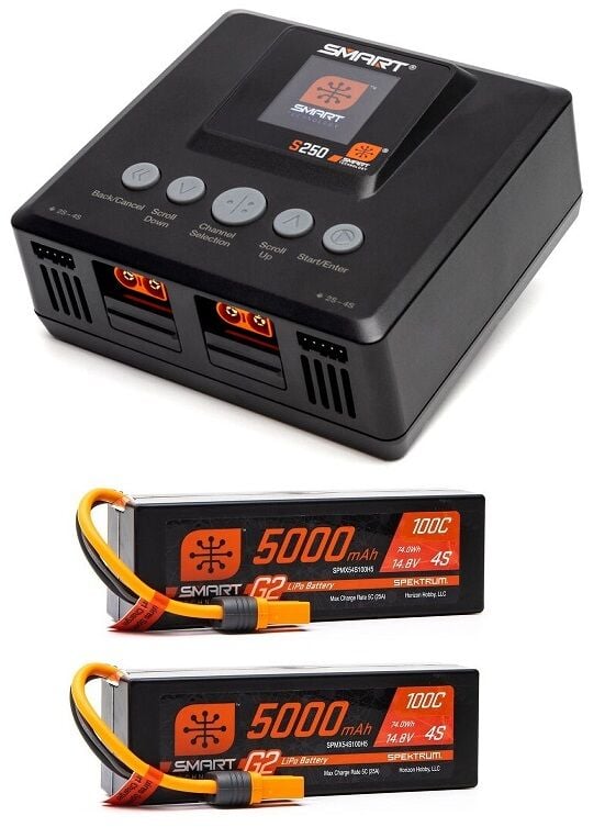 S250 AC 2x50W Smart Charger + 5000mah 4S 100C x2 Lipo Combo Package