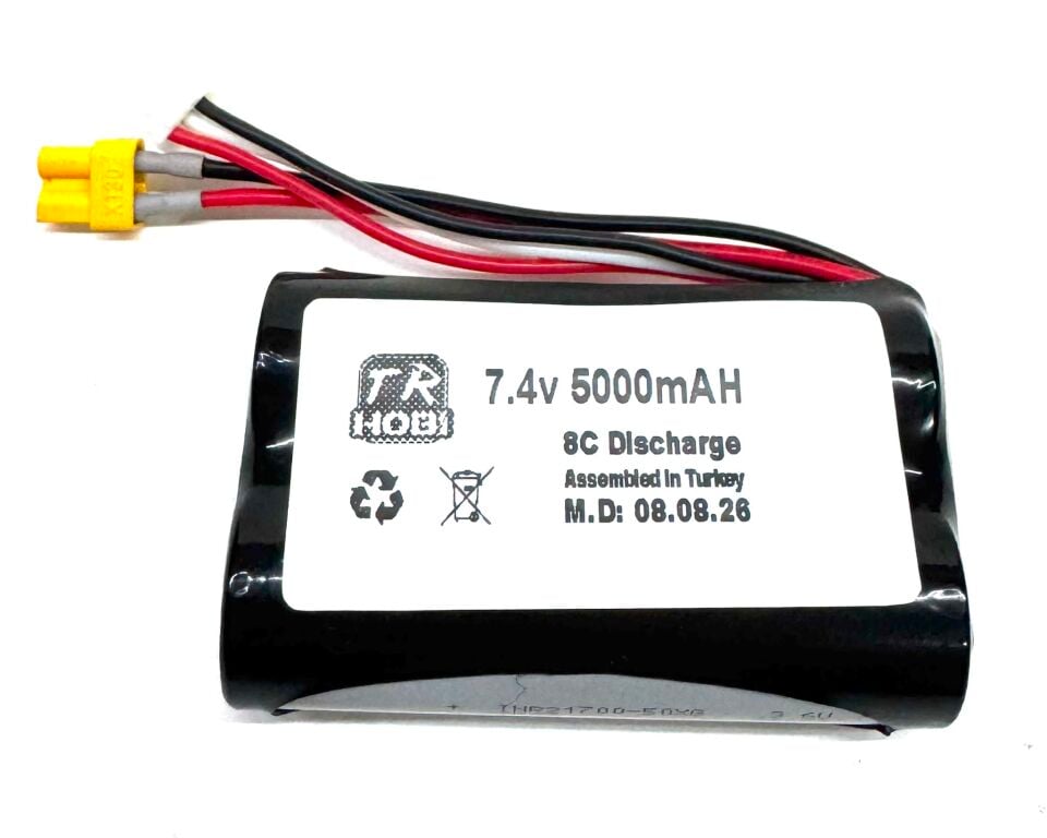 5000Mah 7.4V 8C 21700 Lion RC İş Makinesi Bataryası