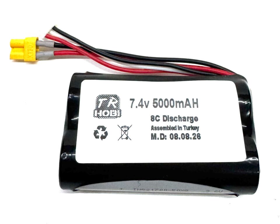 5000Mah 7.4V 8C 21700 Lion RC İş Makinesi Bataryası