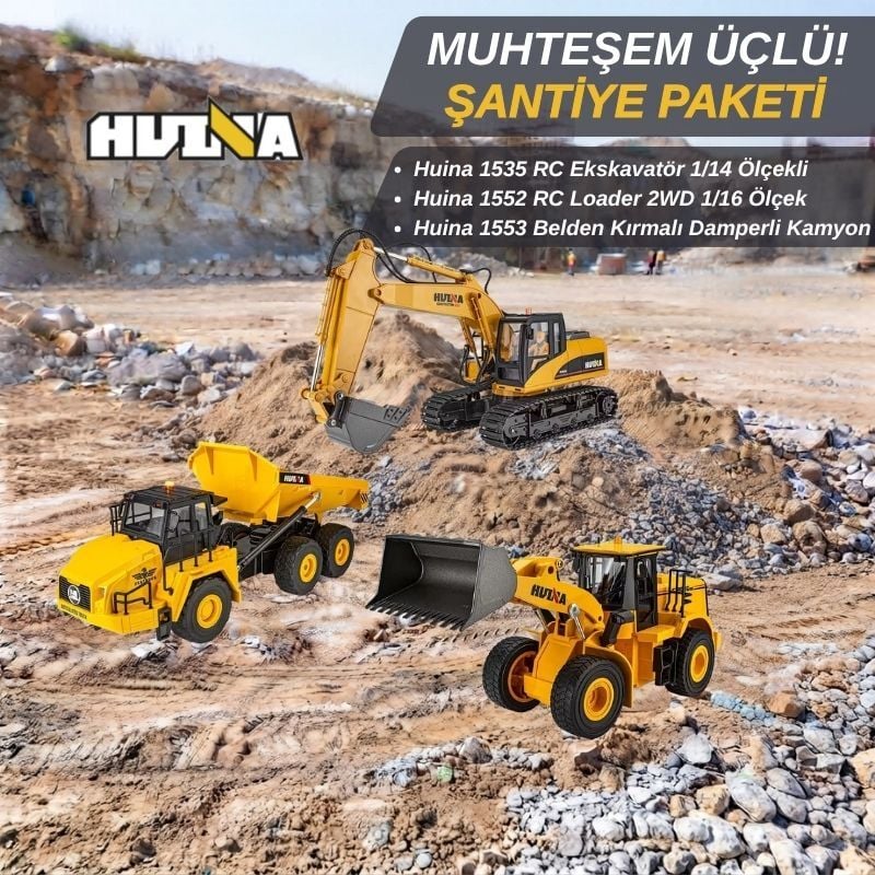 1535 Ekskavatör + 1553 Belden Kırmalı Kamyon + 1552 Loader 3'lü Başlangıç Seti