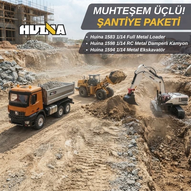 1594 Ekskavatör + 1598 Kamyon + 1583 Loader 3'lü Orta Seviye İş Makinesi Seti