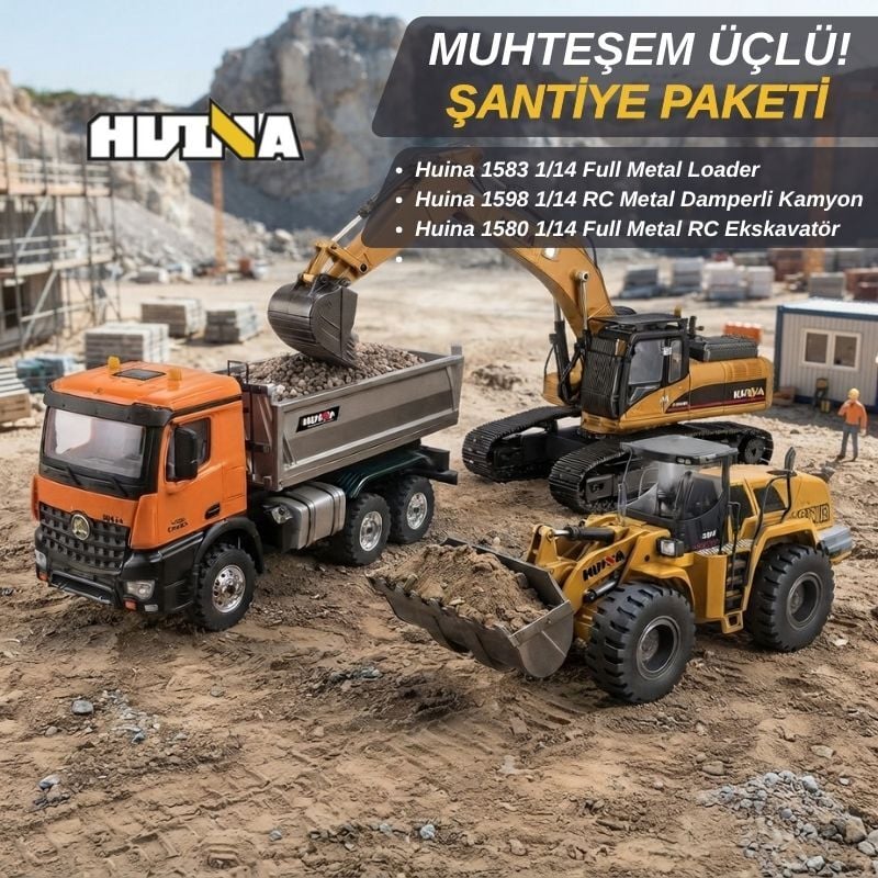 1580 Ekskavatör + 1598 Kamyon + 1583 Loader 3'lü Orta Seviye İş Makinesi Seti