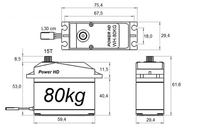 1/5 WH-80V1  80kg Metal Gear Waterproof Servo