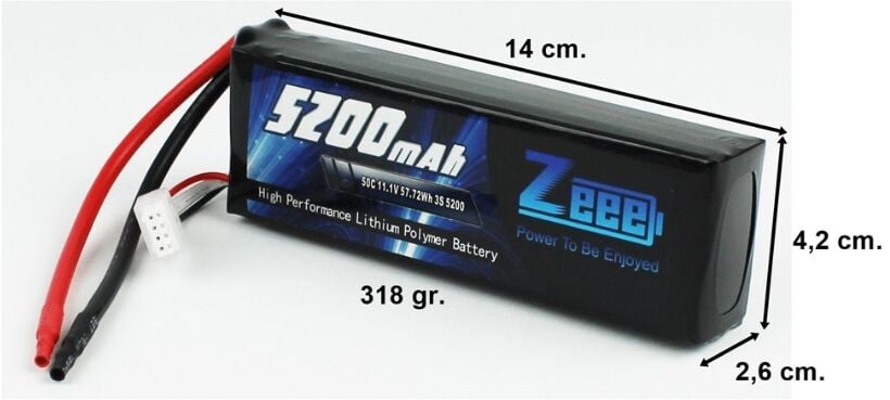 5200Mah 11.1V 50C 3S Soft Case Lipo Batarya (Konnektörsüz)
