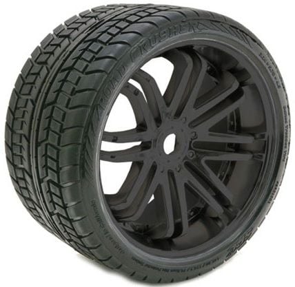ROAD CRUSHER BELTED TYRE ON BLACK 17MM WHEELS 1/4 OFFSET