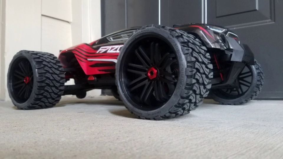 Terrain Crusher Belted Tyre Black 17mm Wheels 1/4 Offset 4 Adet