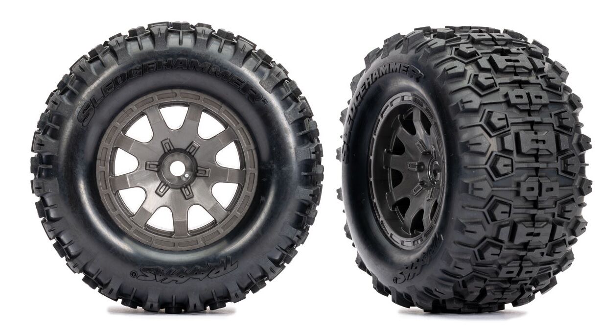 10770-GRAY Rear Wheels w/ Sledgehammer Tires (2) Mini Maxx