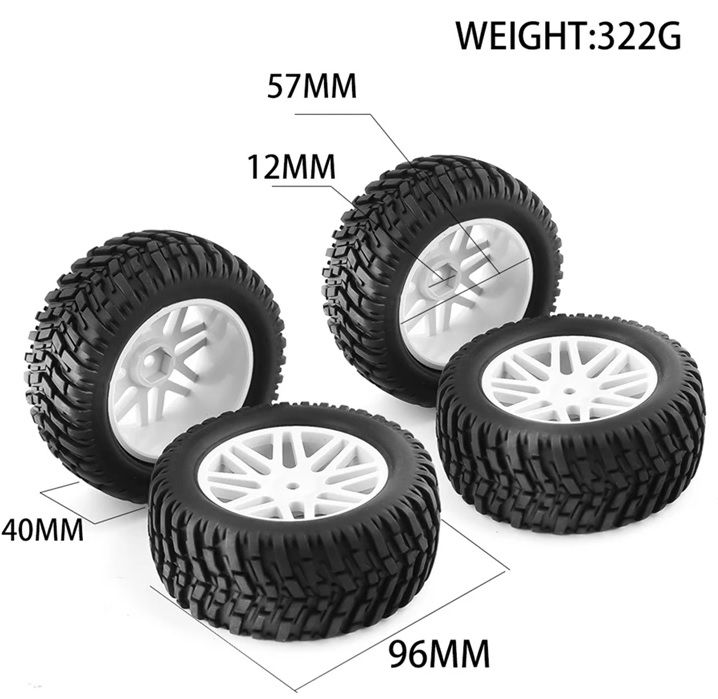 1/10 SC Jant Lastik Seti 4 Adet Siyah