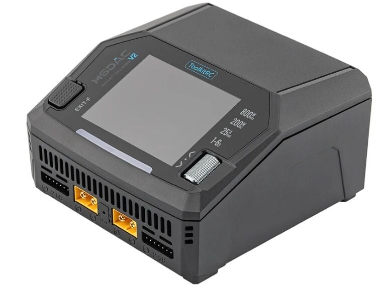 M6DAC V2 Dual Lipo Şarj Cihazı (AC/DC, 16A×2, USB‑C 65W)