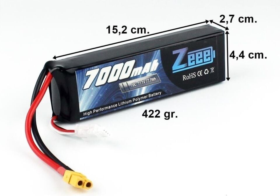 7000Mah 11.1V 70C 3S Lipo Batarya