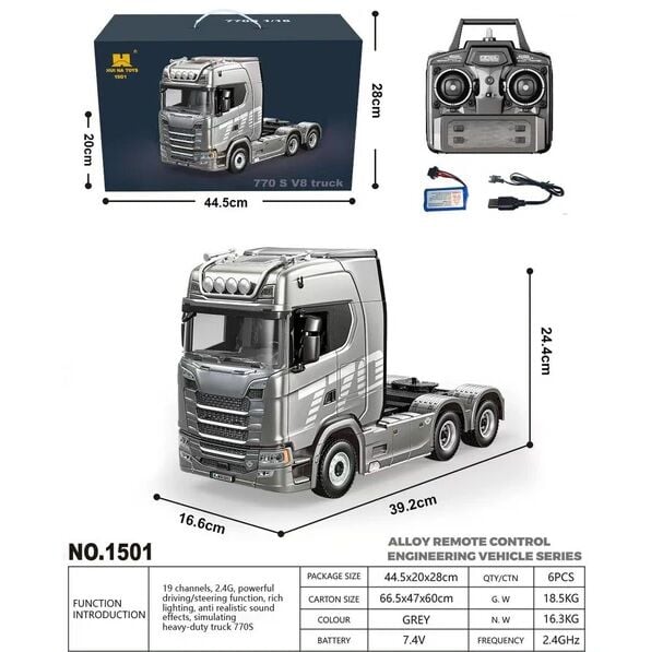 Scania 770S RC Truck 1/18 + Flatbed Dorse Combo RTR
