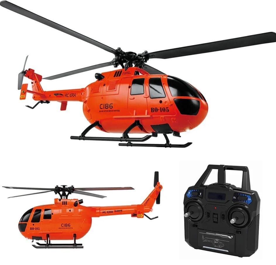 C186 Pro BO105 Gyro Stabilized RC Helicopter  RTF Turuncu