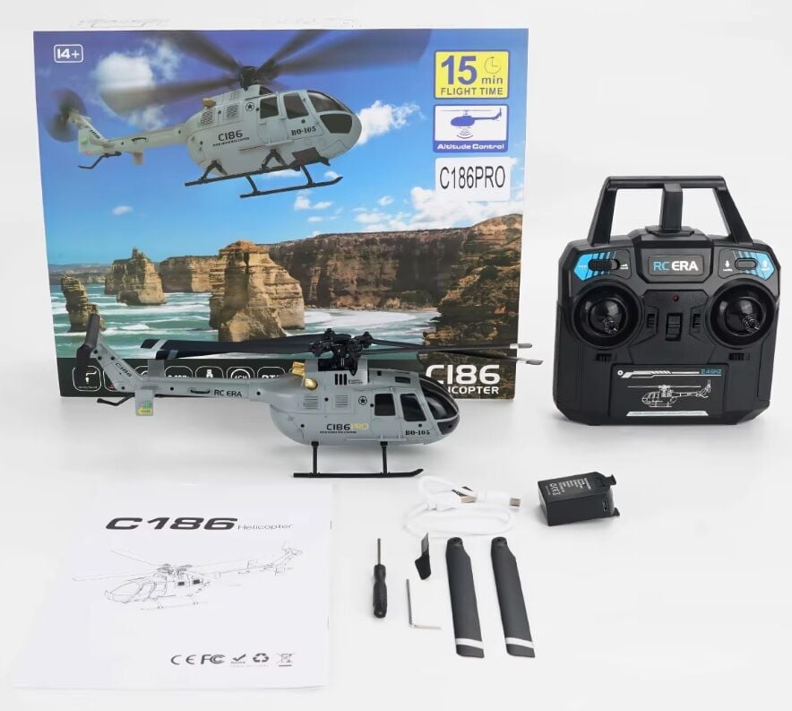 C186 Pro BO105 Gyro Stabilized RC Helicopter  RTF Gri