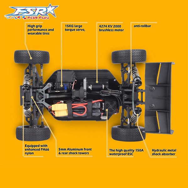 Focus 6s 4WD 1/8 Buggy RC Araba Sarı