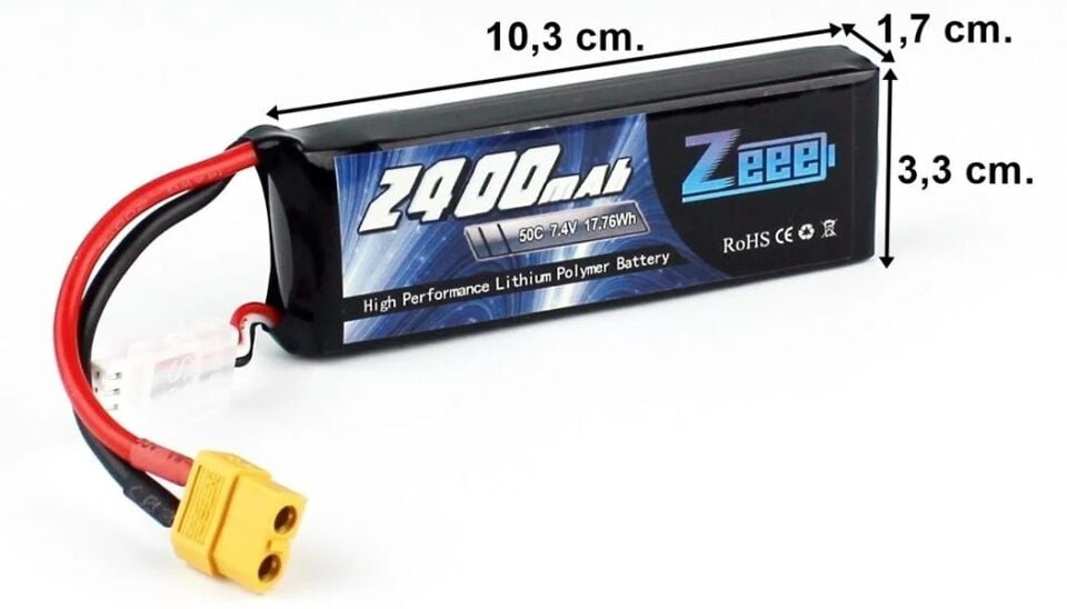 2400Mah 7.4V 2S 50C Lipo Batarya