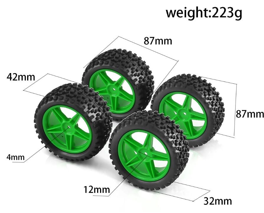 1/10 Buggy Jant Lastik Seti 4 Adet Sarı