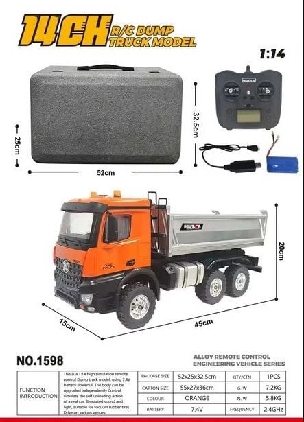 1598 1/14 RC Metal Damperli Kamyon 14CH