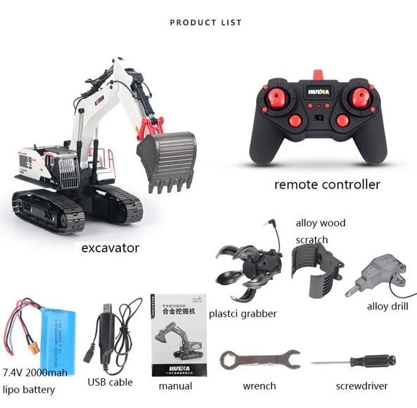 1594 1/14 Metal Ekskavatör 22Kanal