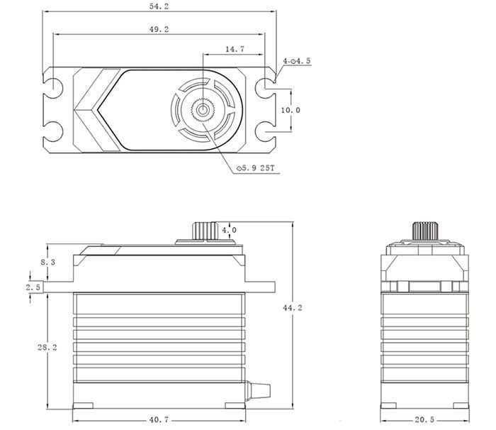 T75 Fırçasız 70kg 0.12 HV Servo
